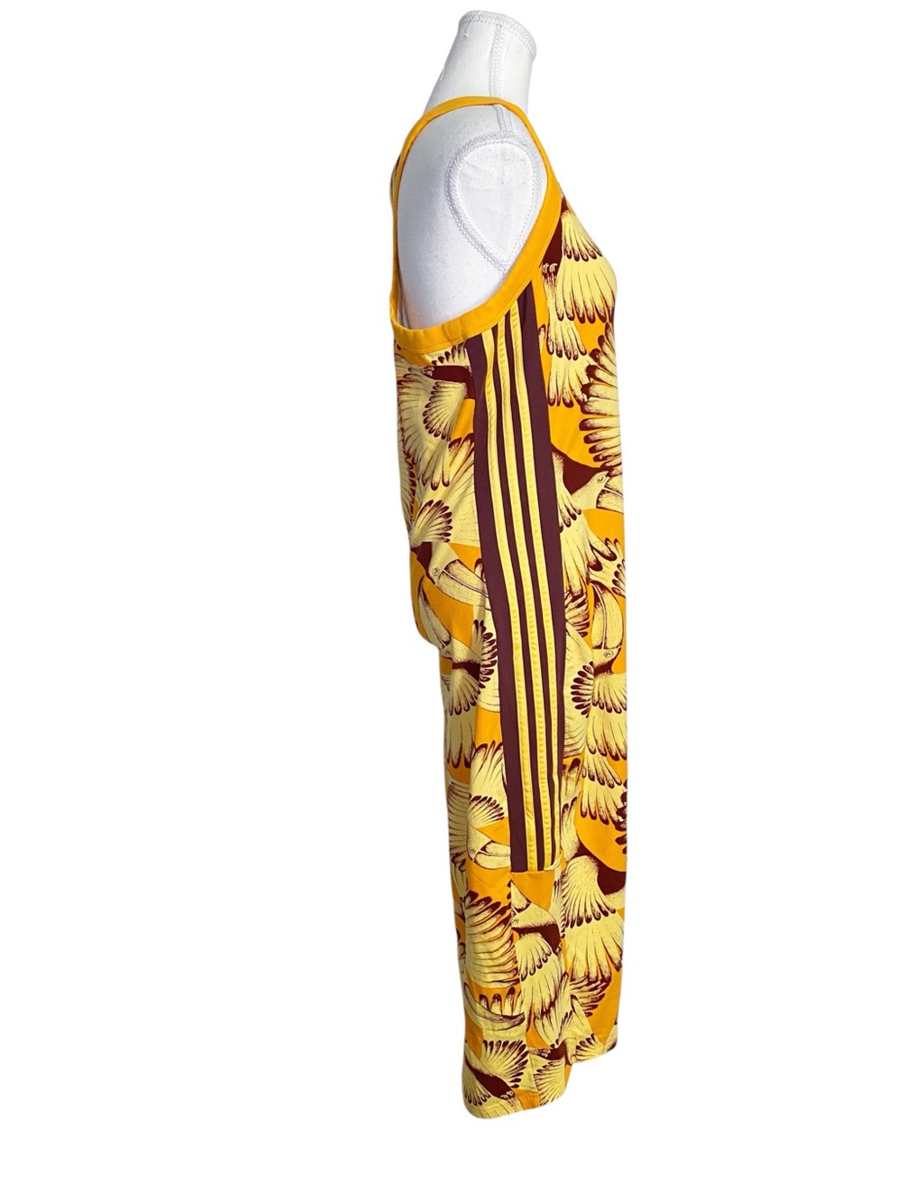 Adidas x FARM Rio Yellow Tropical Bird Toucan Racerback Midi Dress Size XL - Picture 3 of 15